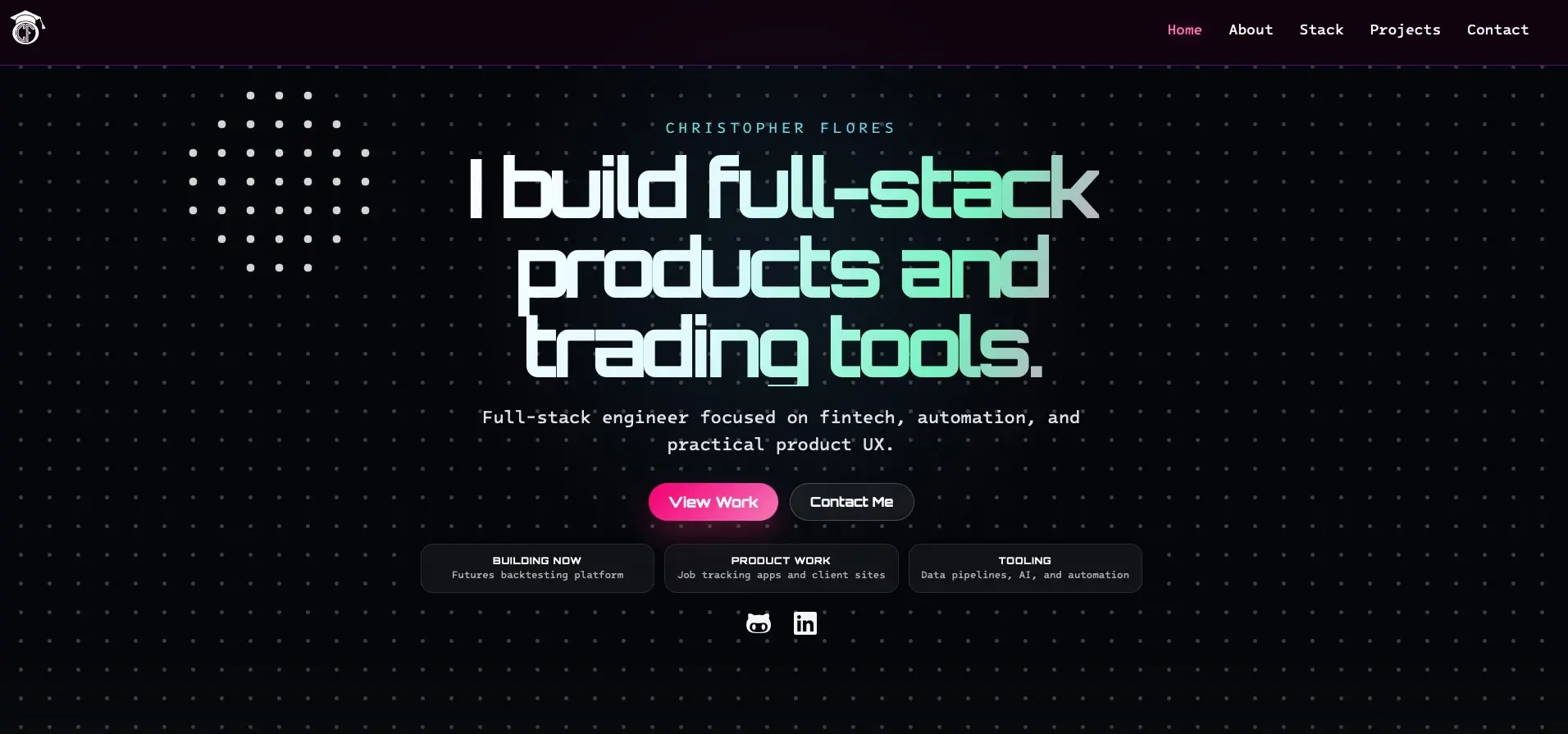 Developer portfolio live website preview
