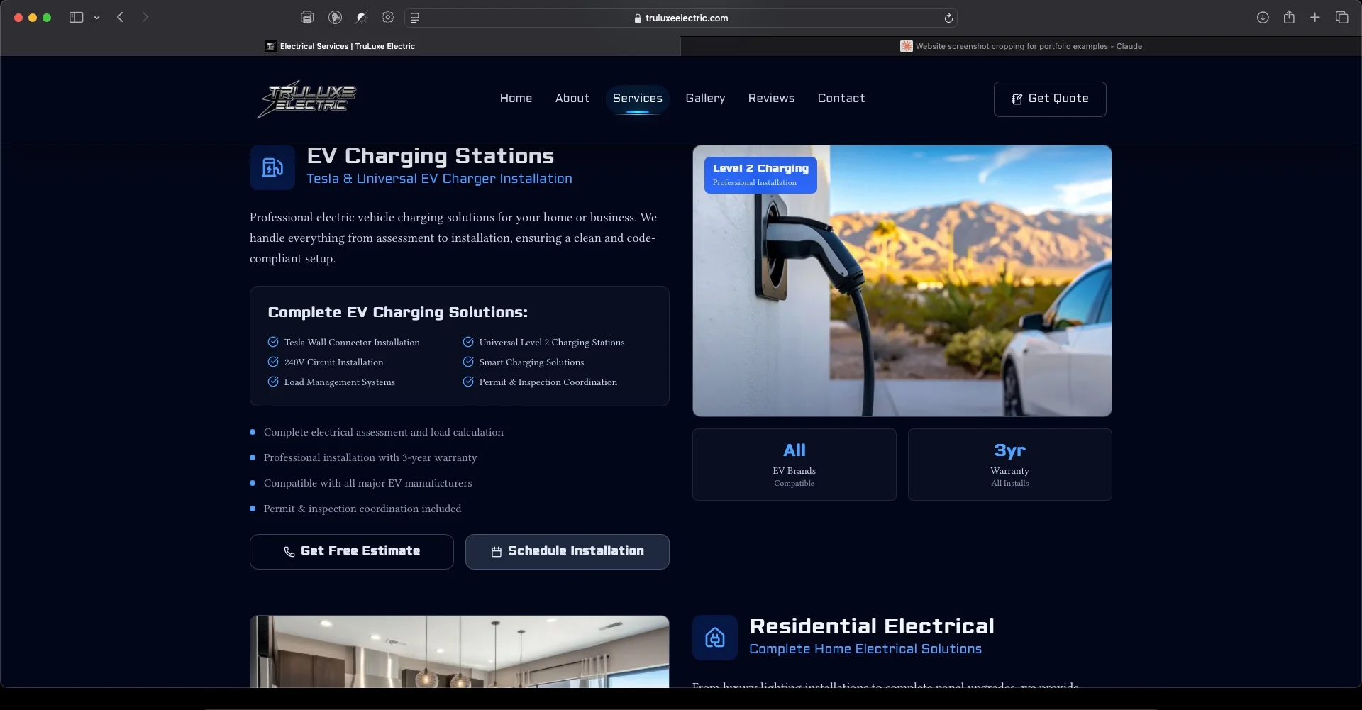 TruLuxe Electric services page