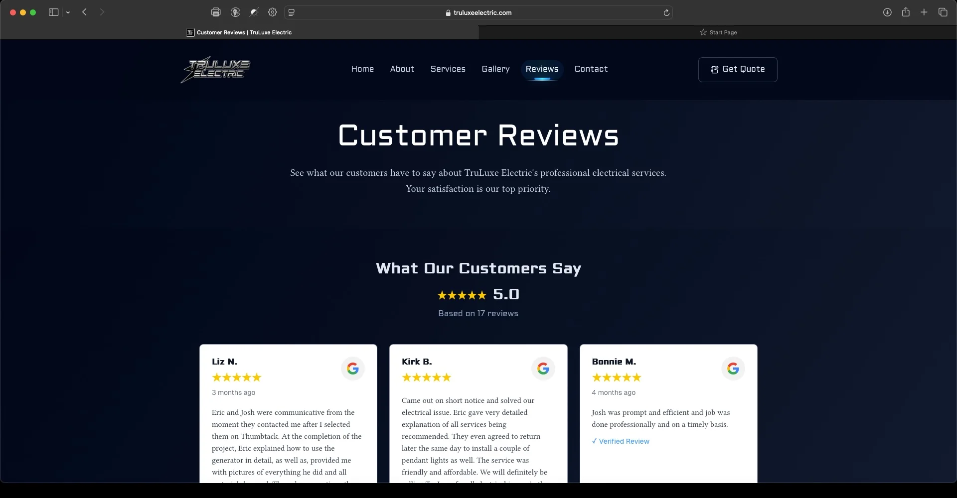TruLuxe Electric reviews page