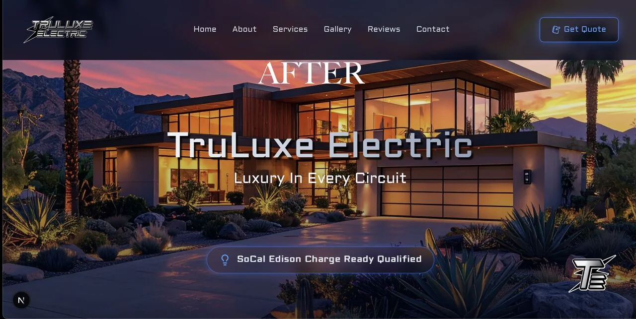 TruLuxe Electric website after redesign