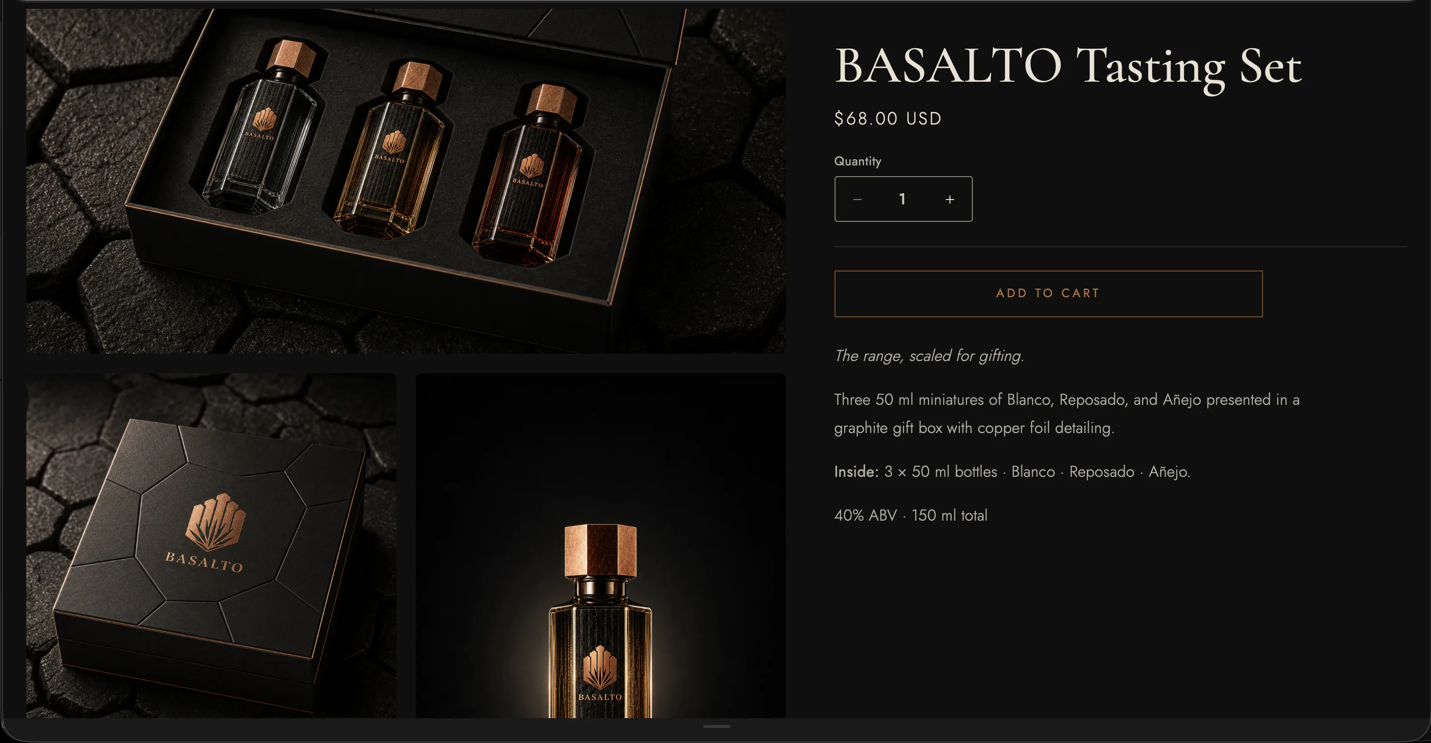 Basalto tequila tasting set product screenshot