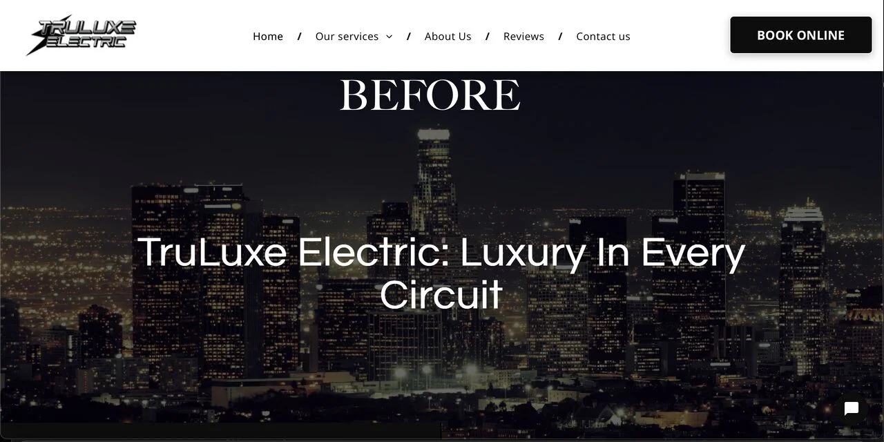 TruLuxe Electric website before redesign