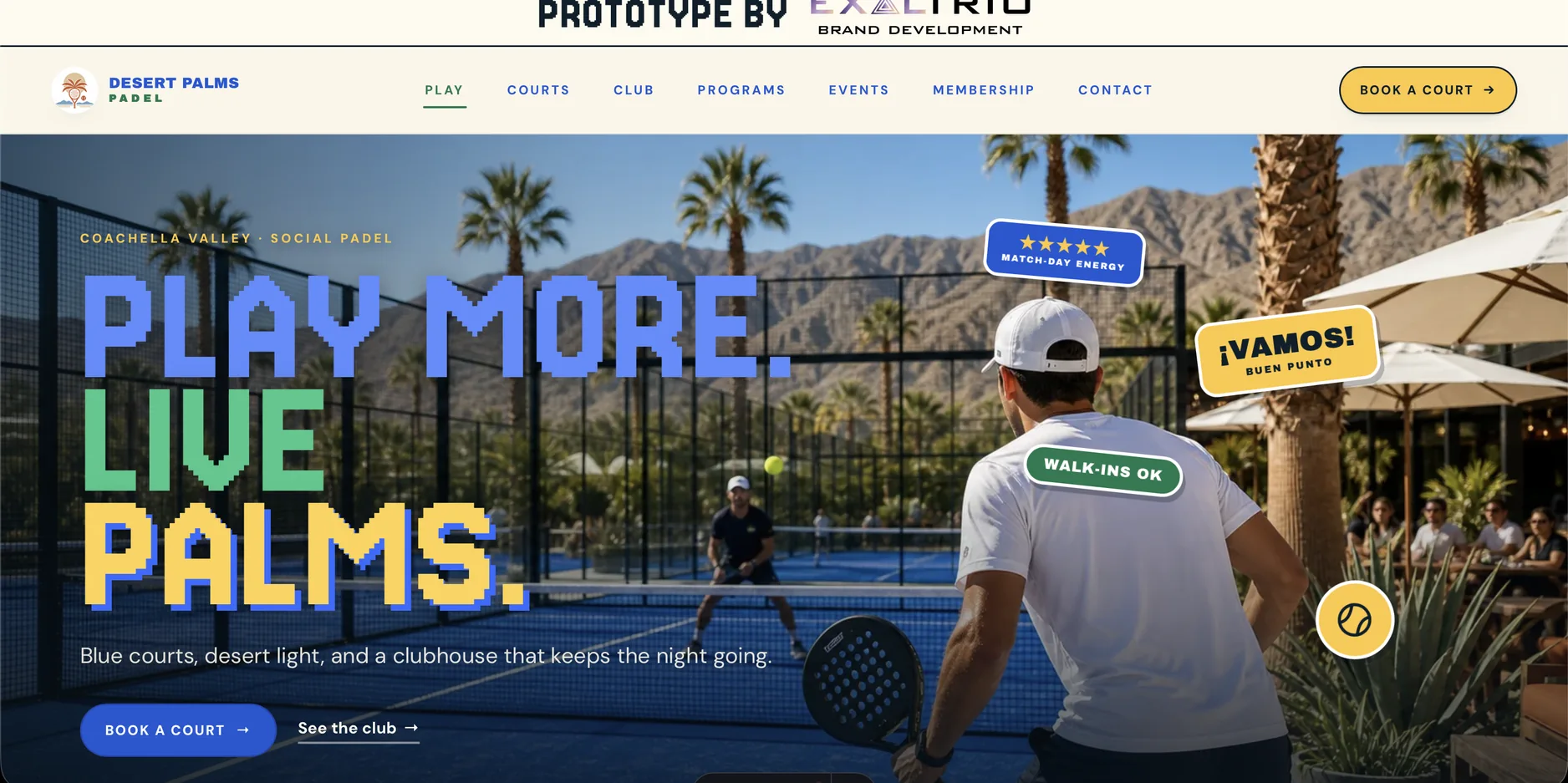Desert Palms Padel social club homepage preview