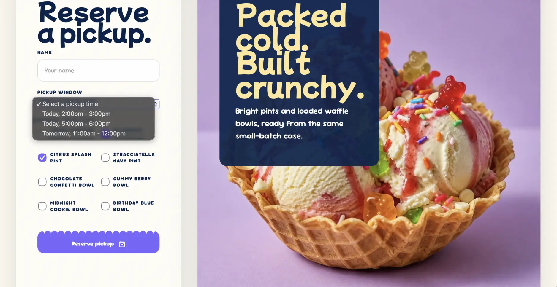 Dolce District coastal gelato shop homepage preview