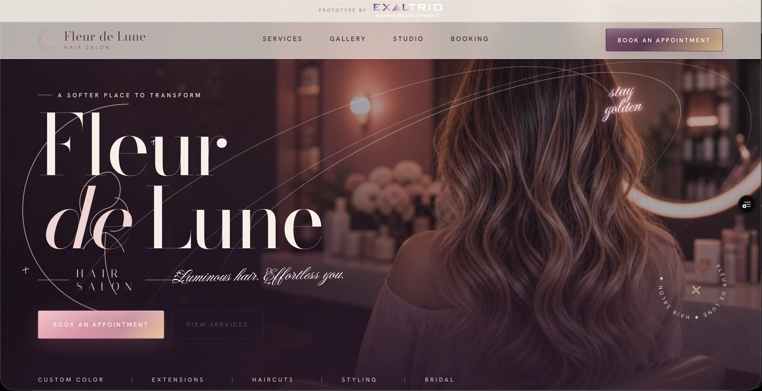 Fleur de Lune hair salon concept website preview