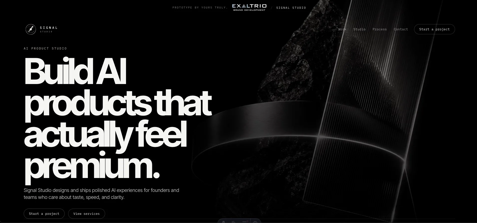 Signal Studio AI product studio homepage preview