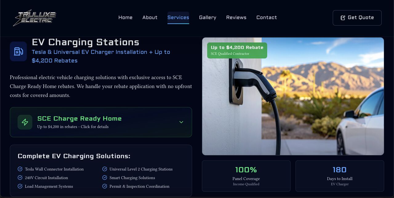 TruLuxe Electric Charge Ready campaign page